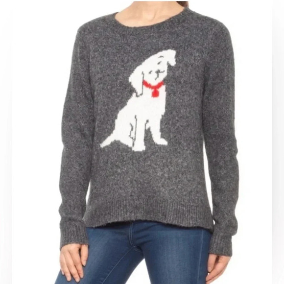 Women’s Cupcakes & Cashmere Gray Crewneck Long Sleeve Puppy Logo Sweater. Small - Picture 2 of 7